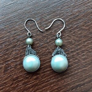 Kenneth Cole Reaction Seafoam Silver Tone Dangle Earrings